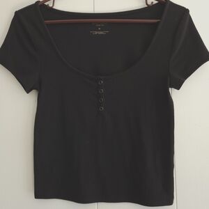 Arizona Jean Co Black Crop Top Size Medium Casual Basic Tee